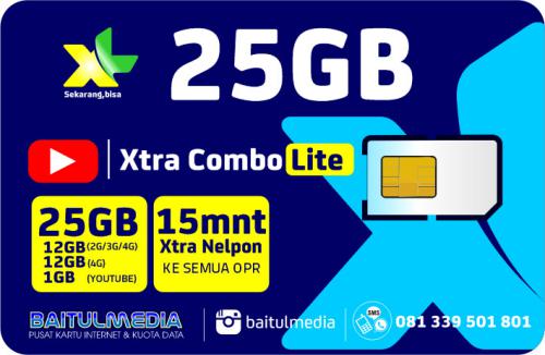 Paket Internet XL Combo Xtra Lite Kuota Besar 25 GB